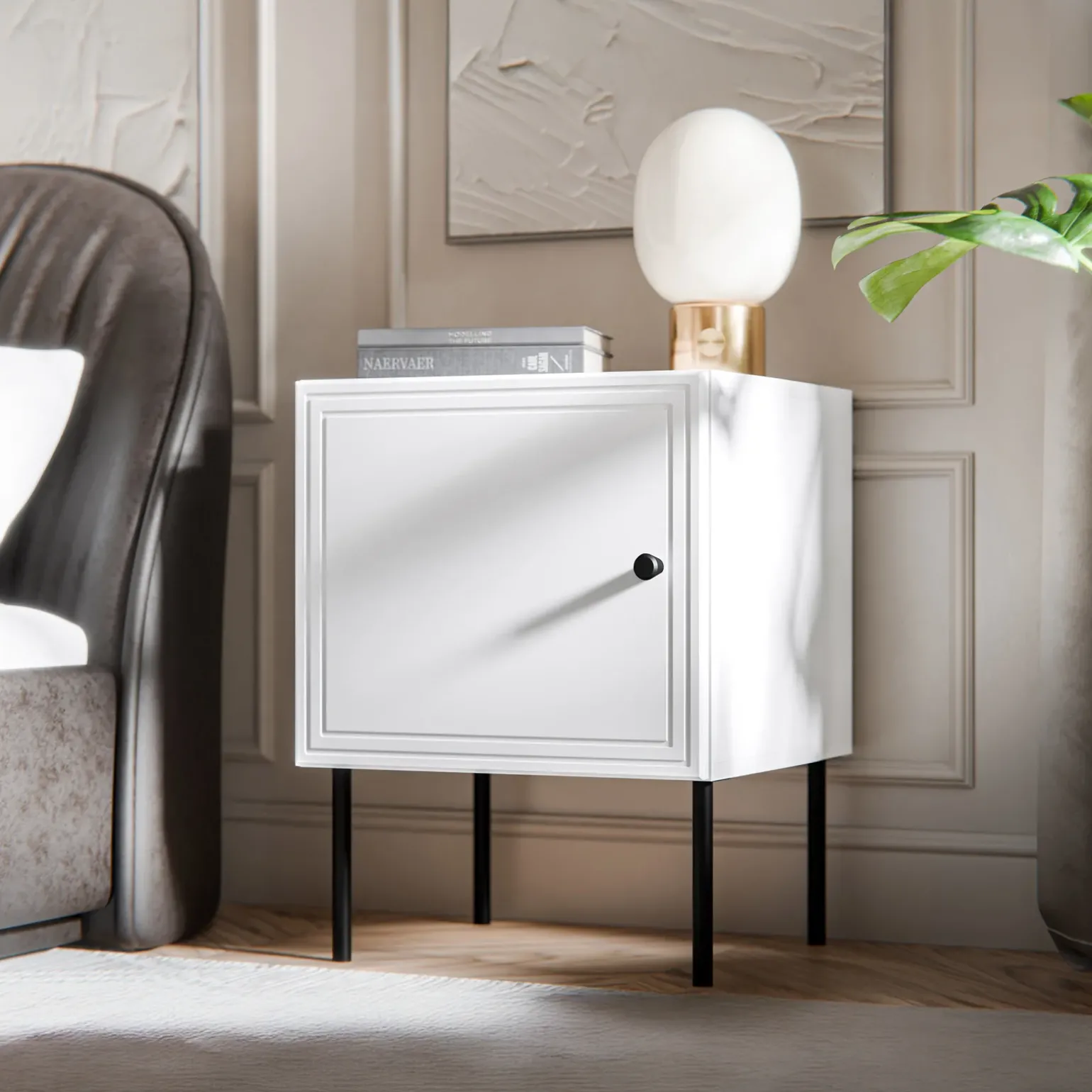 Set 2 comodini 45x59h cm 1 anta bianco opaco Stark