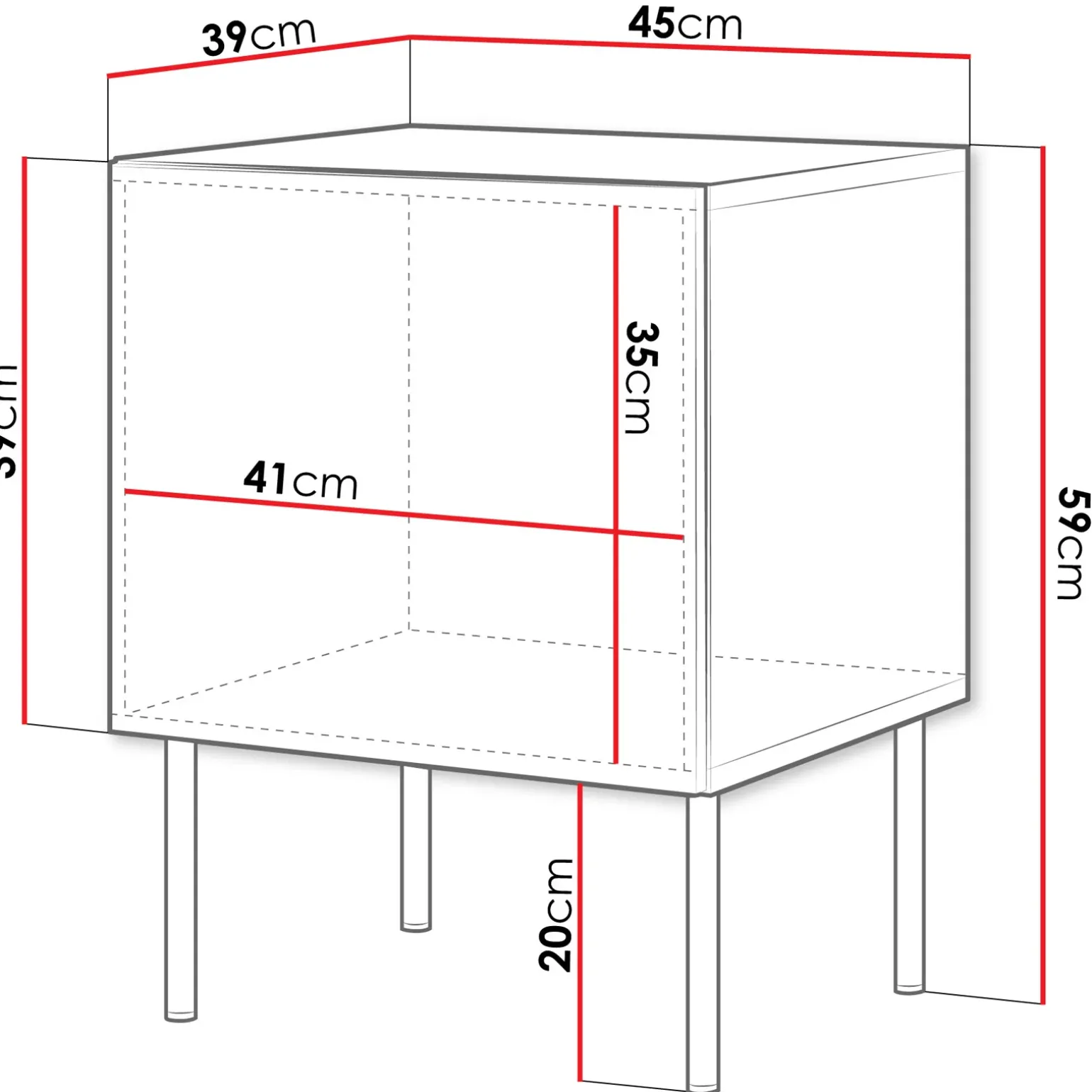Set 2 comodini 45x59h cm 1 anta bianco opaco Stark