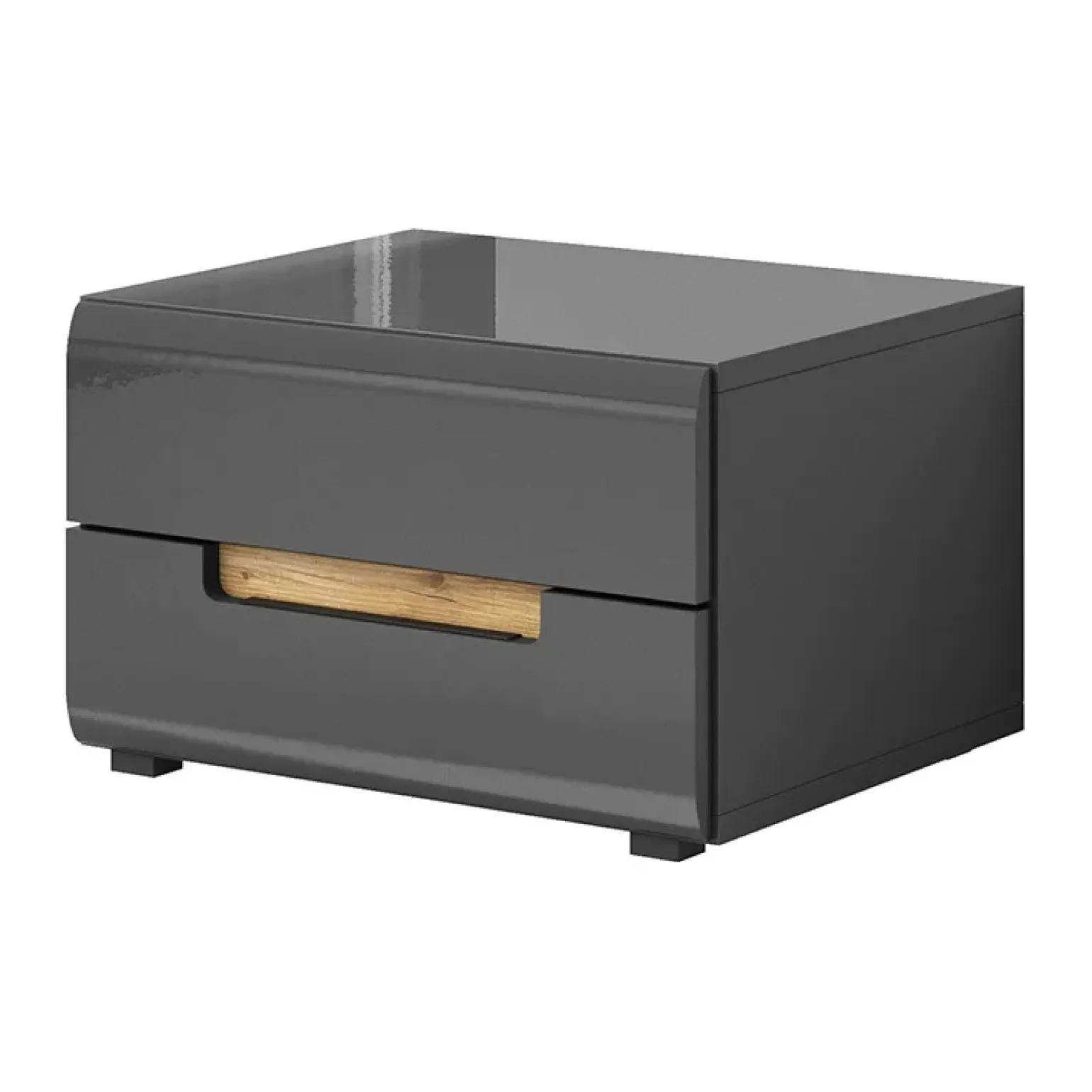 Set 2 comodini 52x35h cm 2 cassetti antracite lucido rovere Dubai Gihome®