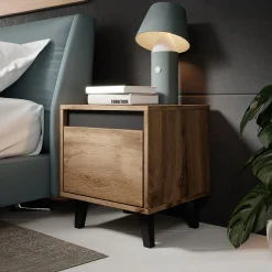 Set 2 comodini 40x45h cm design moderni rovere rustico Salisburgo