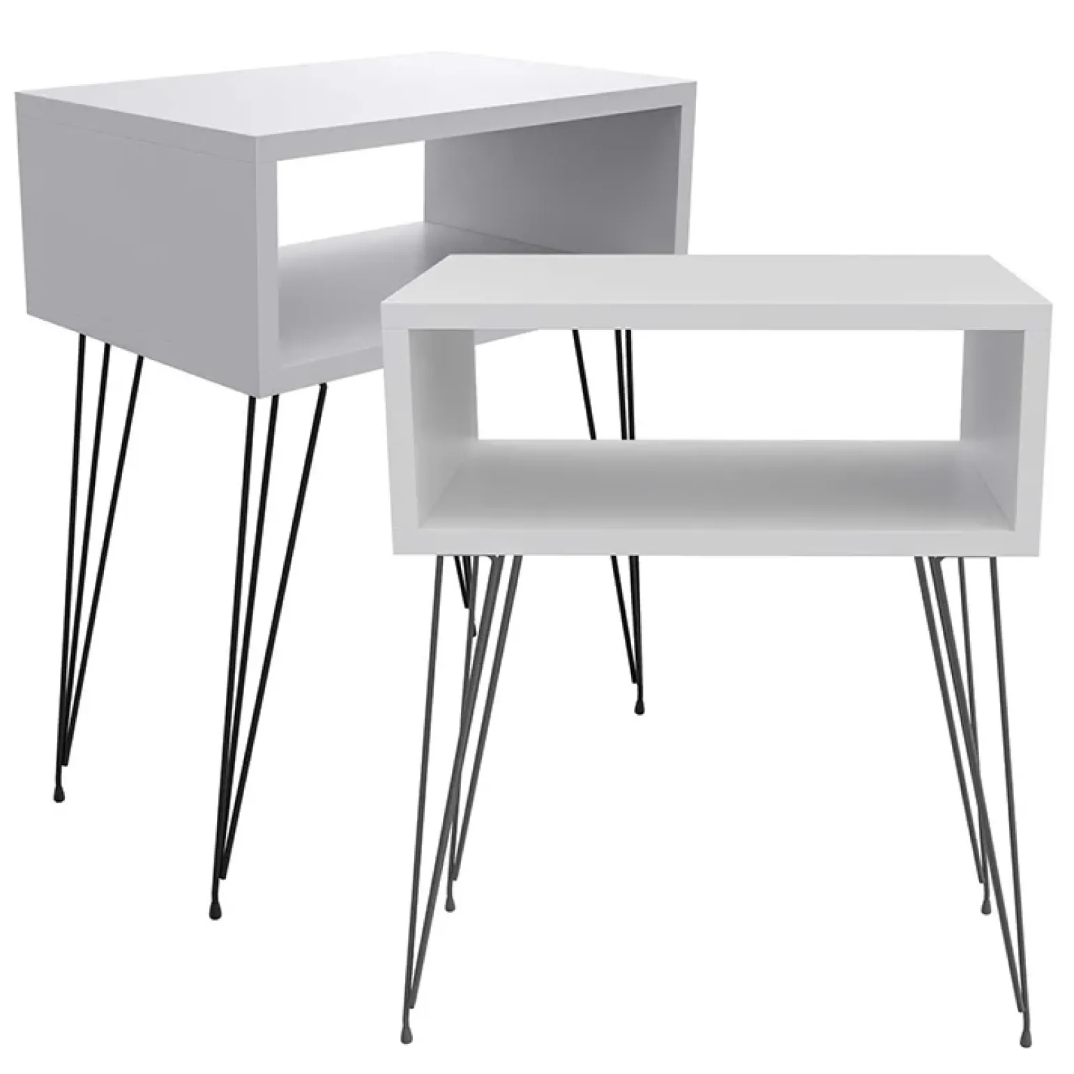 Set 2 comodini 45x59h cm moderni design industrial bianco Jamar