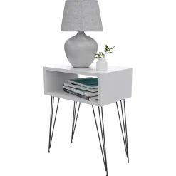 Set 2 comodini 45x59h cm moderni design industrial bianco Jamar