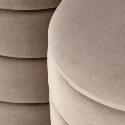 Set 2 pouf contenitori in velluto beige Xavier