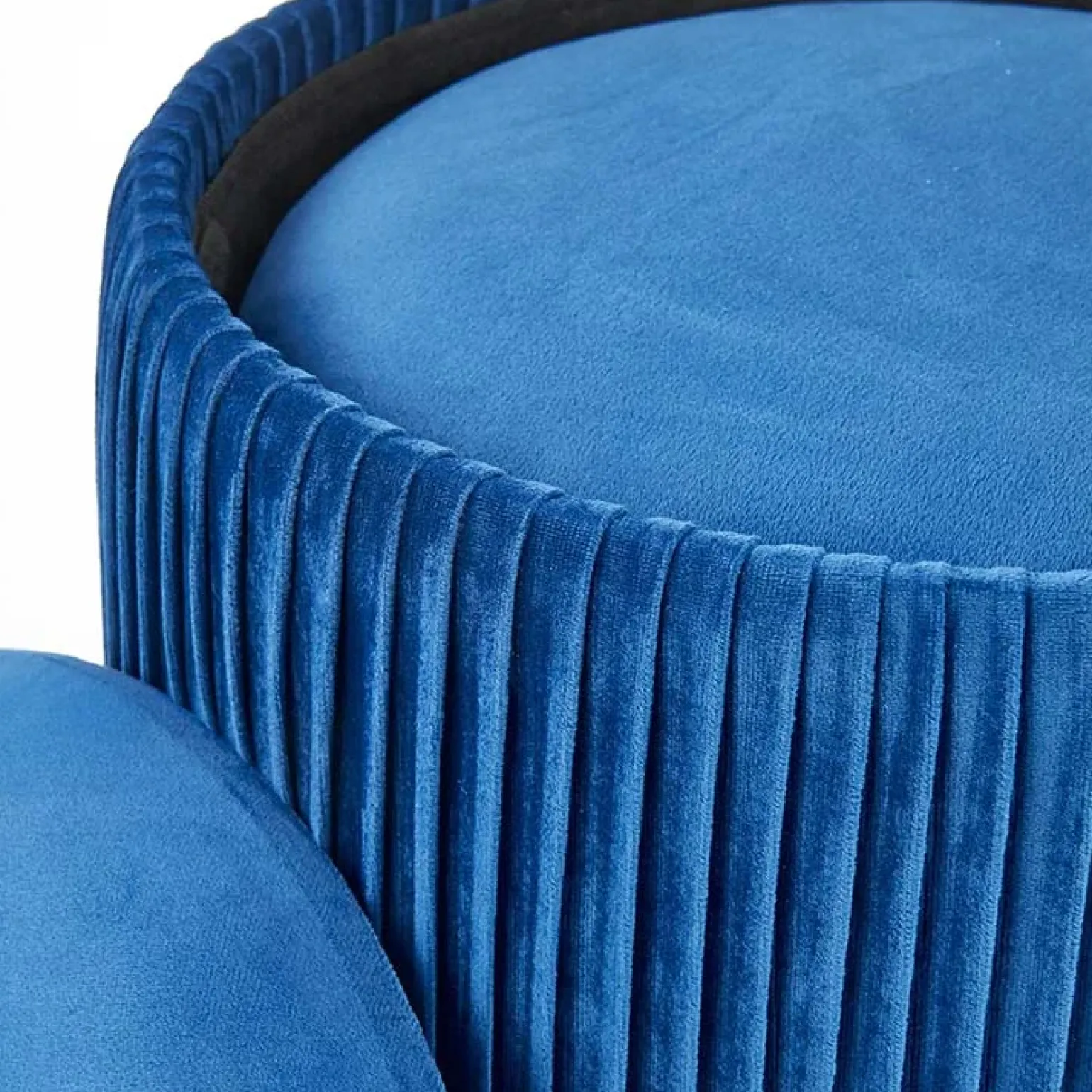 Set 2 pouf in velluto contenitore blu oro Cubal