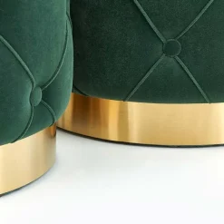 Set 2 pouf moderno contenitore in velluto verde Emil