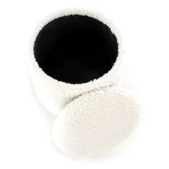 Set 2 pouf rotondi contenitore imbottiti panna rovere Masato