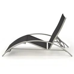 Set 2 sdraio da giardino con tavolino relax nero grigio Marea