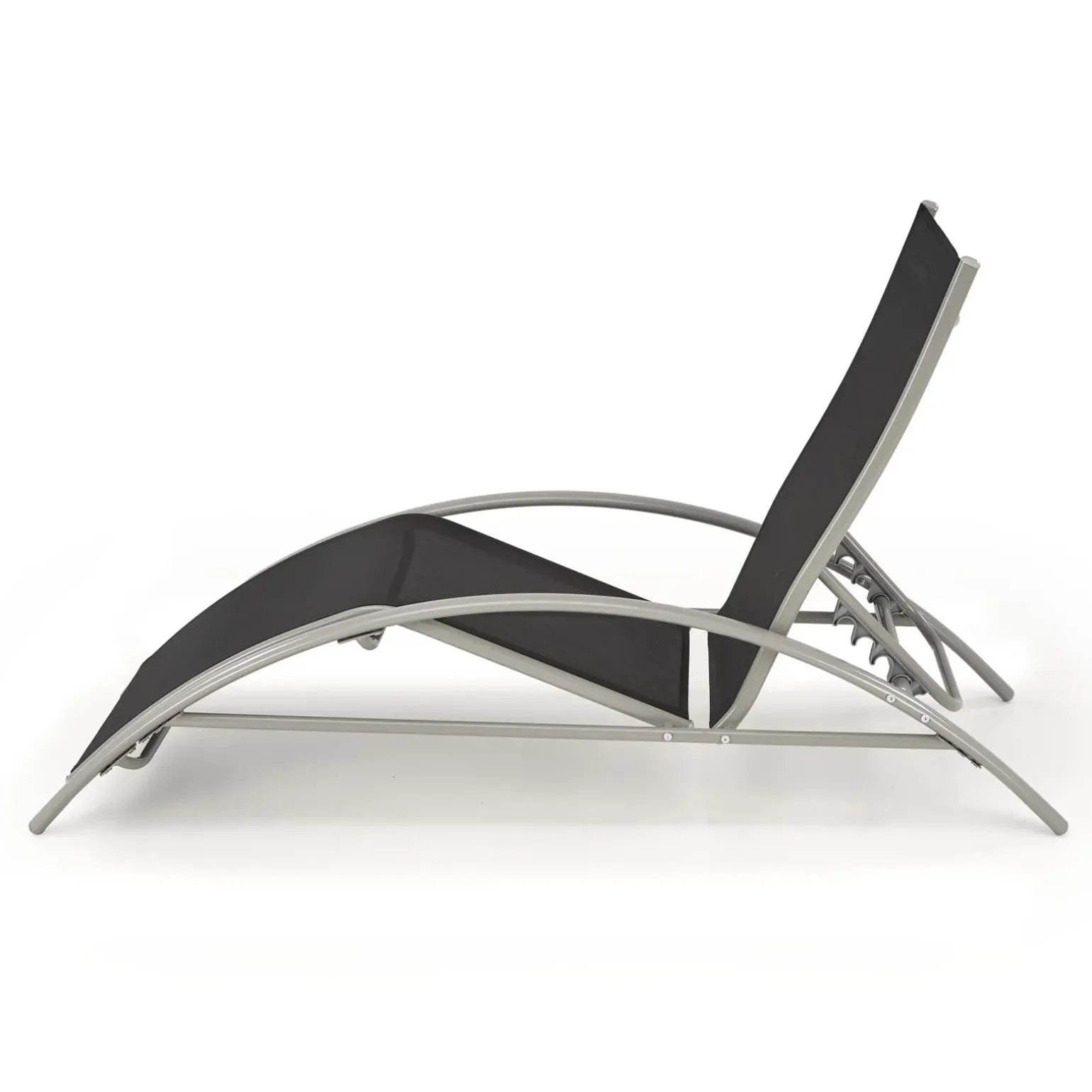 Set 2 sdraio da giardino con tavolino relax nero grigio Marea
