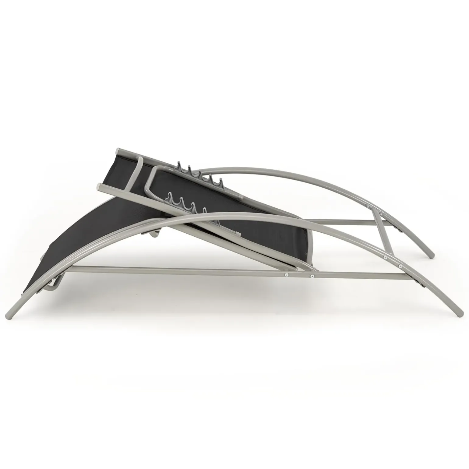 Set 2 sdraio da giardino con tavolino relax nero grigio Marea