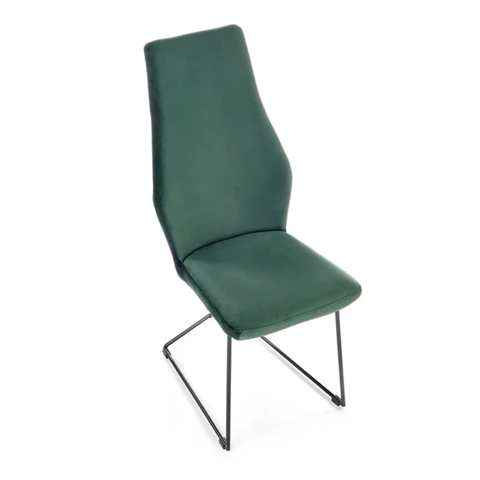 Set 2 sedie da pranzo imbottite in velluto verde scuro nero Malabo