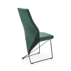Set 2 sedie da pranzo imbottite in velluto verde scuro nero Malabo