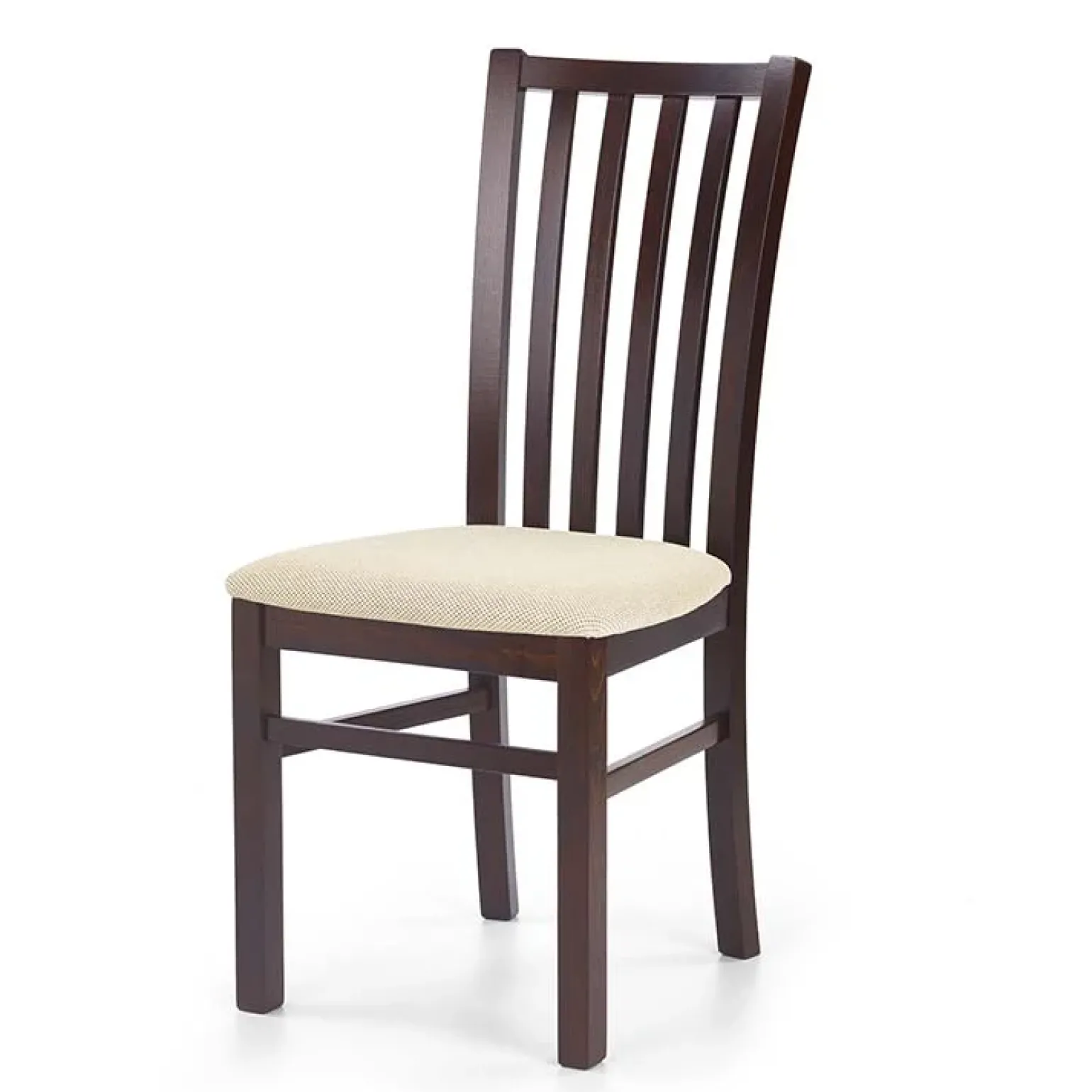 Set 2 sedie da pranzo imbottite classiche in tessuto beige noce scuro Rosita