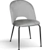 Set 4 sedie da pranzo imbottite in velluto grigio metallo Maxim