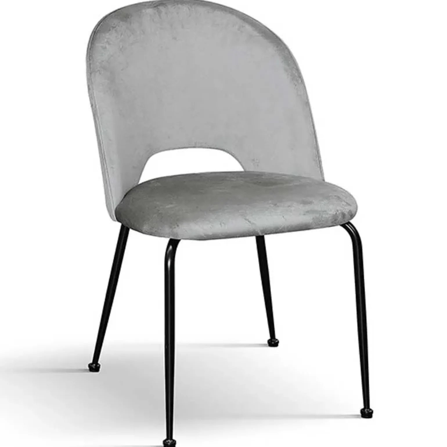 Set 4 sedie da pranzo imbottite in velluto grigio metallo Maxim