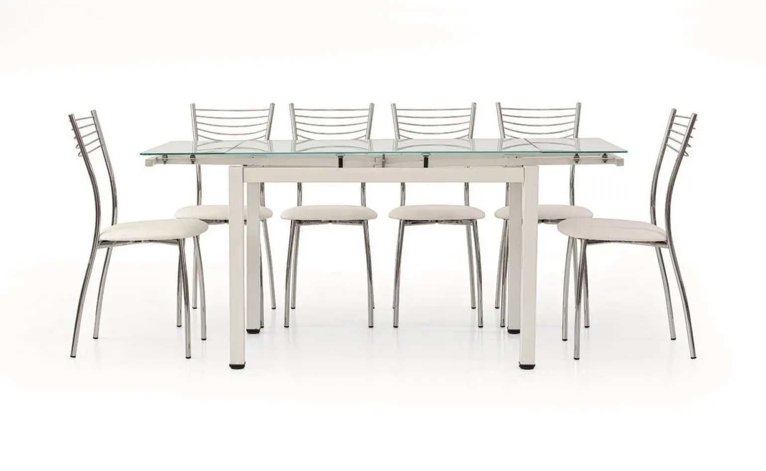 Set 6 sedie da pranzo in ecopelle e metallo Dea bianca Gihome®