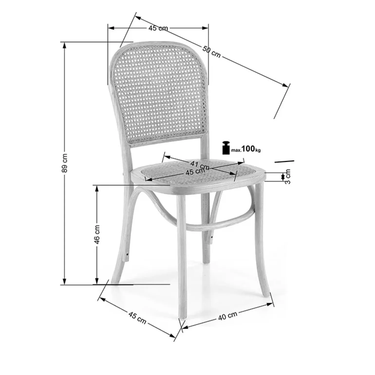 Set 2 sedie da pranzo in rattan naturale Ivory