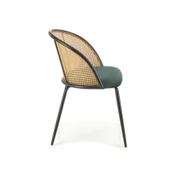 Set 4 sedie da pranzo in rattan e velluto verde scuro Triski