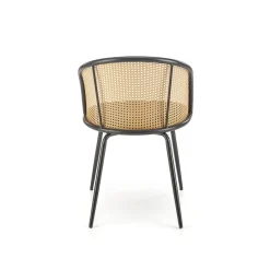 Set 4 sedie da pranzo in rattan e velluto grigio Triski
