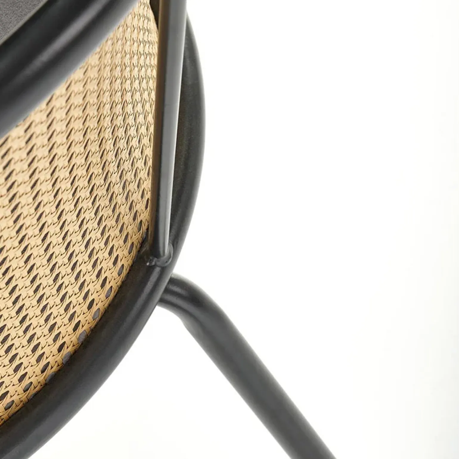 Set 4 sedie da pranzo in rattan e velluto grigio Triski