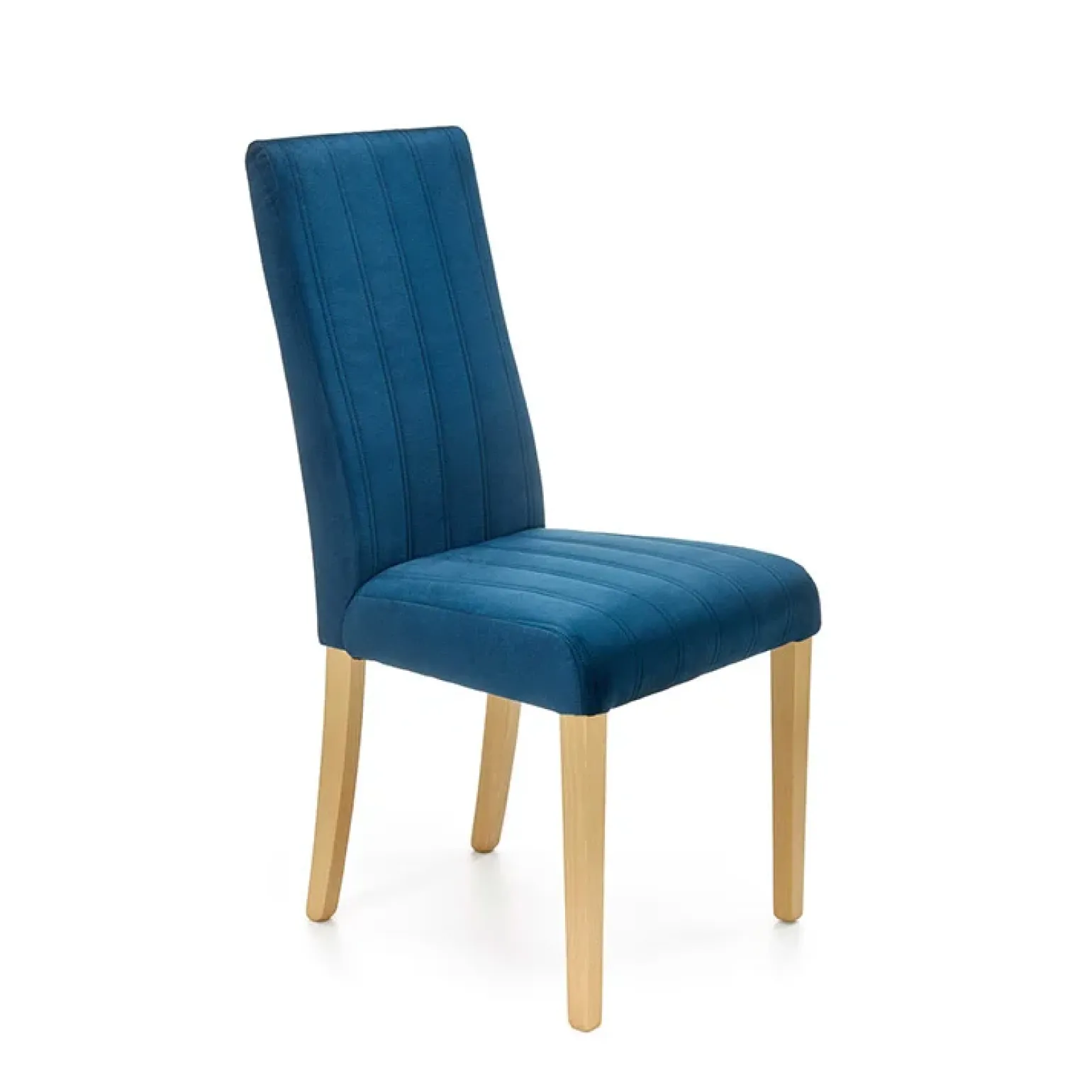 Set 2 sedie da pranzo in tessuto velluto trapuntato blu rovere chiaro Doha