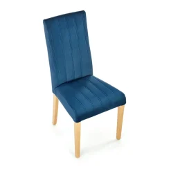 Set 2 sedie da pranzo in tessuto velluto trapuntato blu rovere chiaro Doha