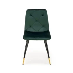 Set 4 sedie da pranzo moderne in velluto verde scuro oro Valkiria