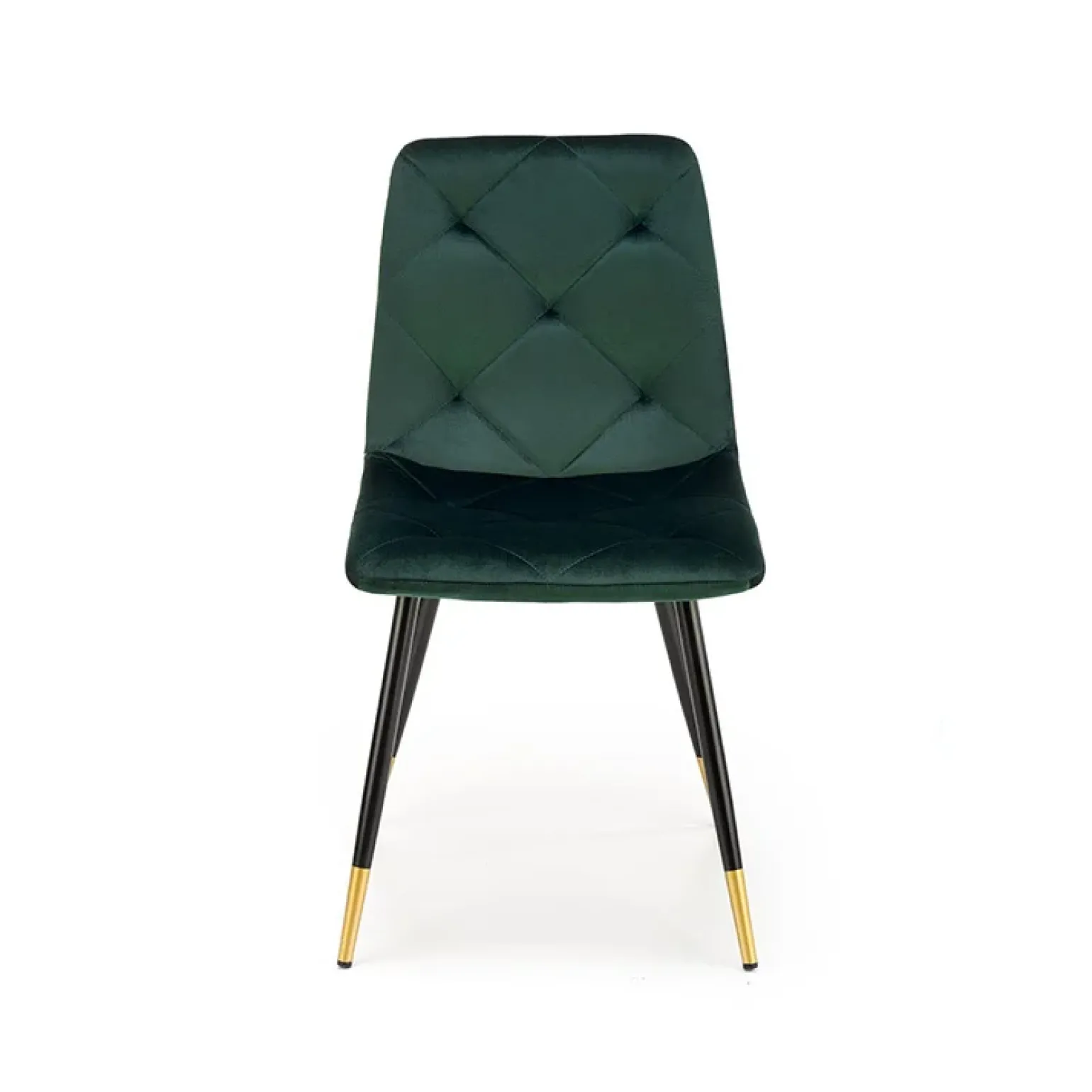 Set 4 sedie da pranzo moderne in velluto verde scuro oro Valkiria