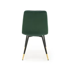 Set 4 sedie da pranzo moderne in velluto verde scuro oro Valkiria