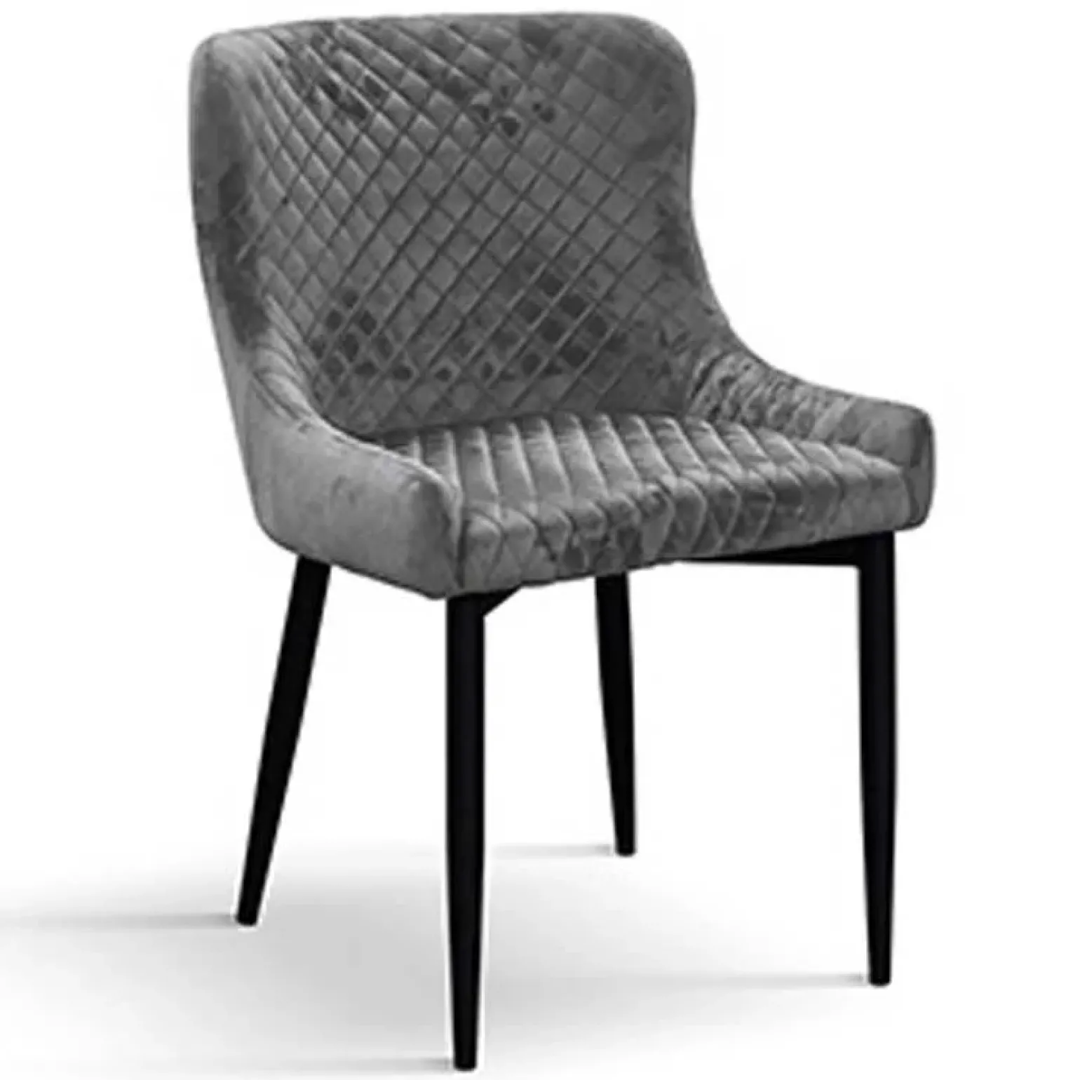 Set 4 sedie da sala imbottite in velluto grigio metallo Eliseo