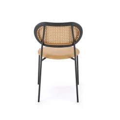 Set 4 sedie da sala in rattan ed ecopelle marrone chiaro Tiny