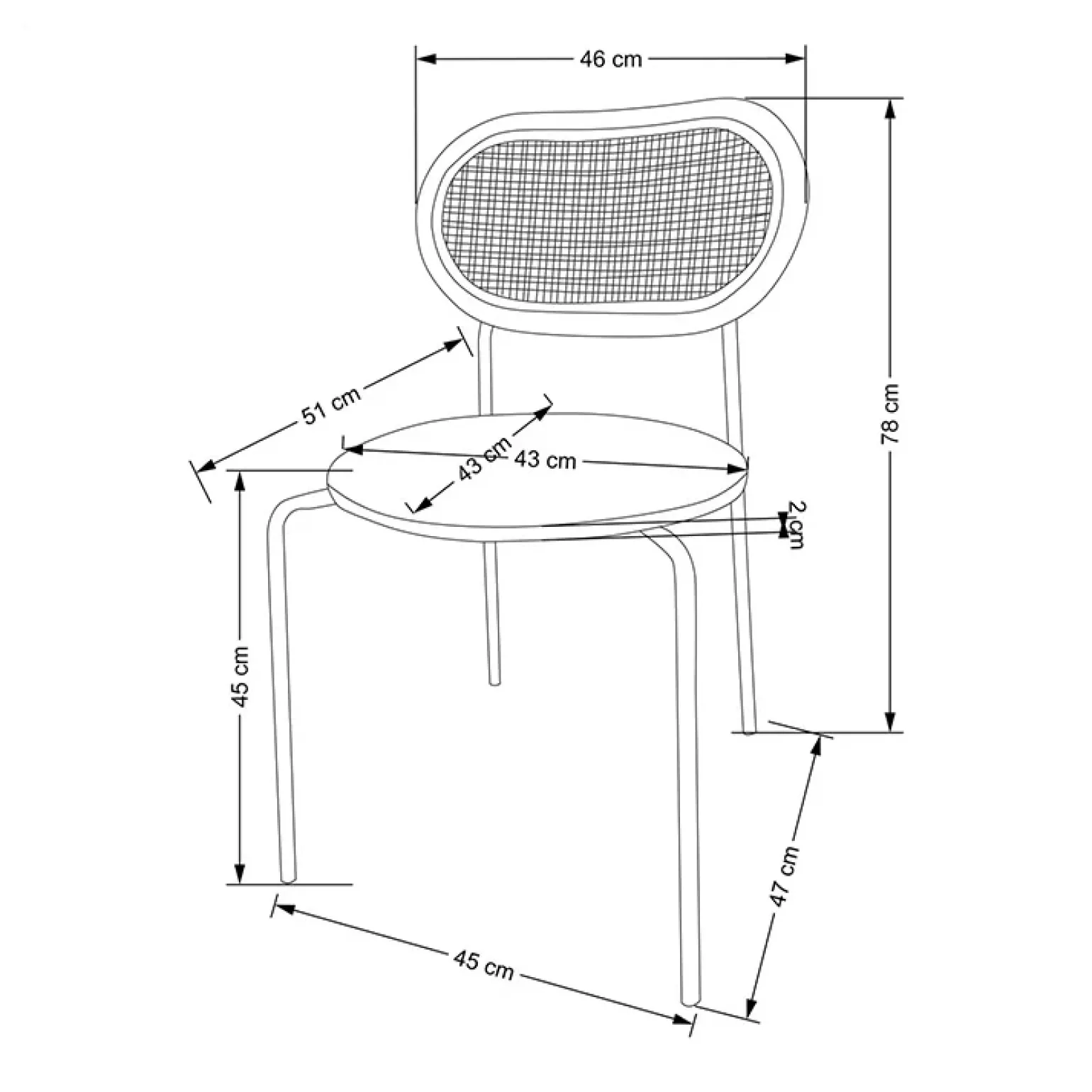 Set 4 sedie da sala in rattan ed ecopelle marrone chiaro Tiny