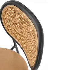 Set 4 sedie da sala in rattan ed ecopelle marrone chiaro Tiny