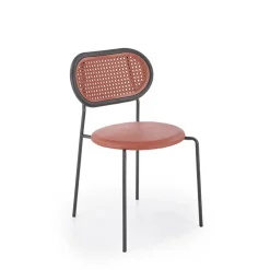 Set 4 sedie da sala in rattan ed ecopelle bordeaux Tiny
