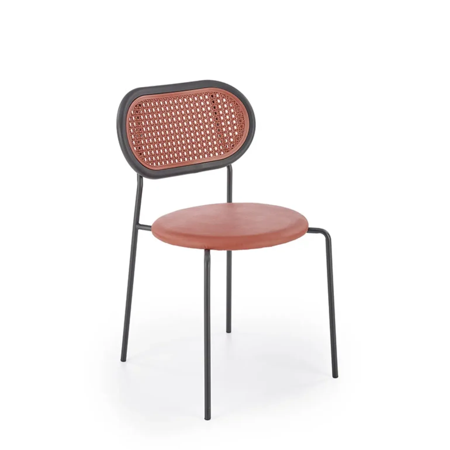 Set 4 sedie da sala in rattan ed ecopelle bordeaux Tiny