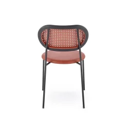 Set 4 sedie da sala in rattan ed ecopelle bordeaux Tiny