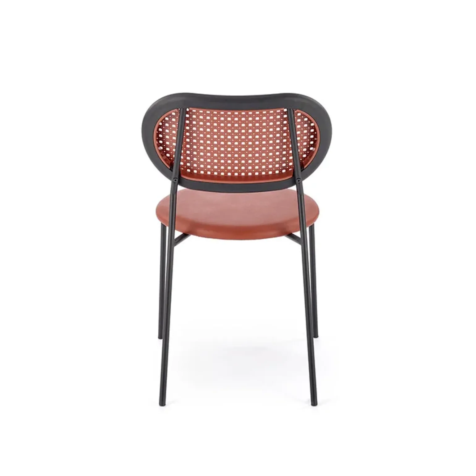 Set 4 sedie da sala in rattan ed ecopelle bordeaux Tiny