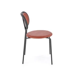 Set 4 sedie da sala in rattan ed ecopelle bordeaux Tiny