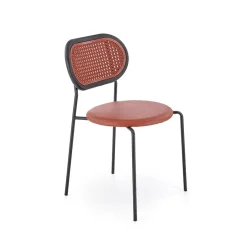 Set 4 sedie da sala in rattan ed ecopelle bordeaux Tiny