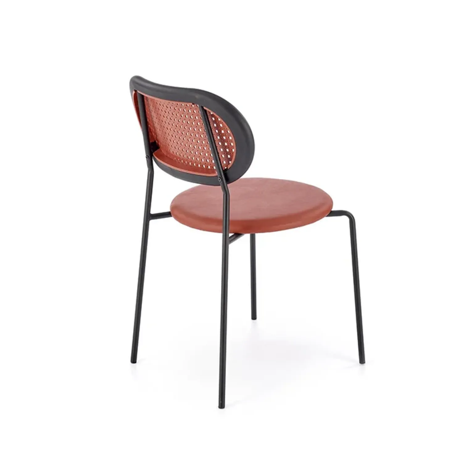 Set 4 sedie da sala in rattan ed ecopelle bordeaux Tiny