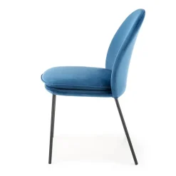Set 4 sedie da sala moderne in tessuto blu navy Orco