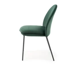 Set 4 sedie da sala moderne in tessuto verde scuro Orco