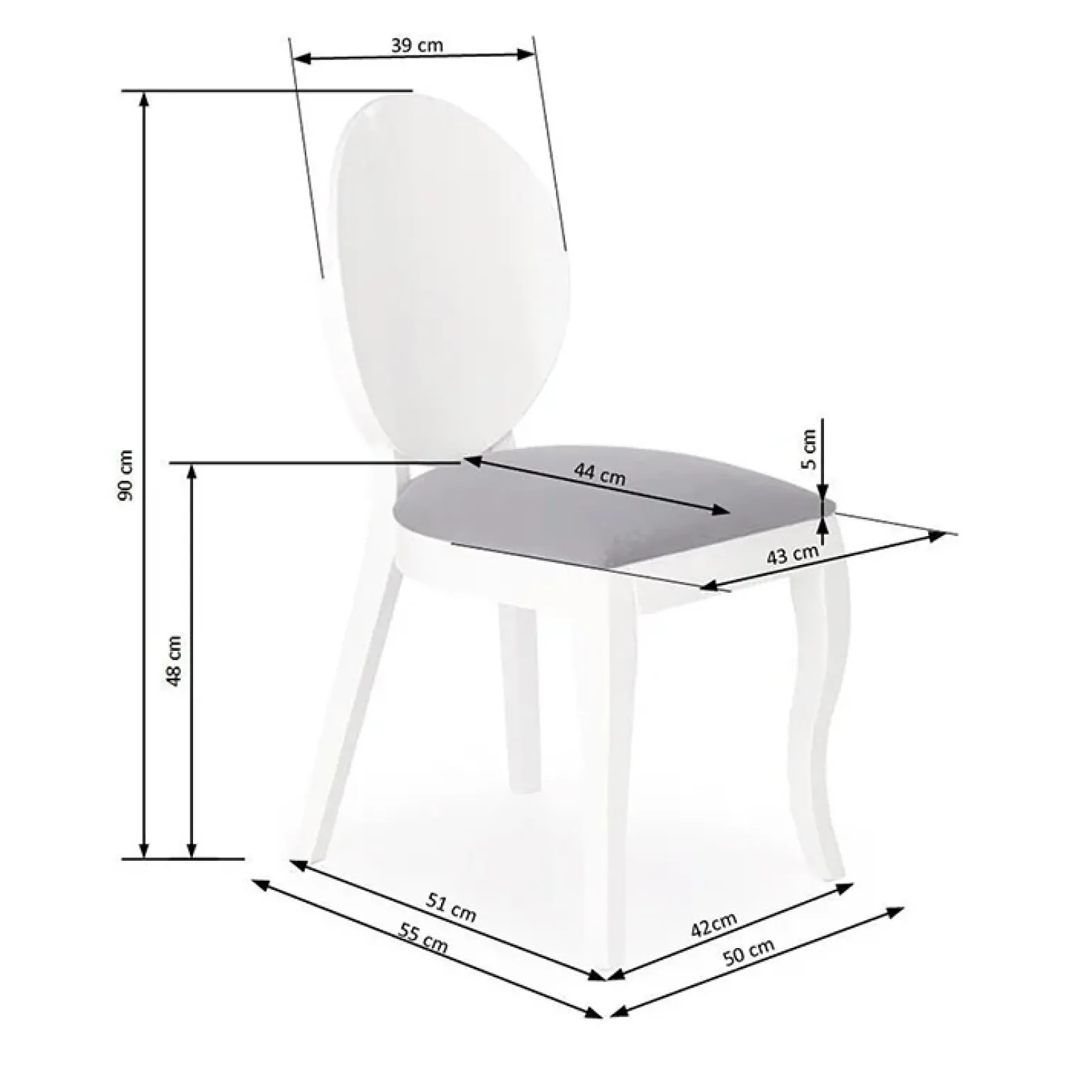 Set 2 sedie da sala moderne in tessuto grigio bianco Jonni