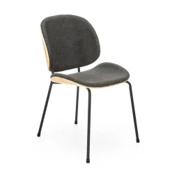 Set 2 sedie da sala moderne in tessuto rovere grigio scuro Dorotea