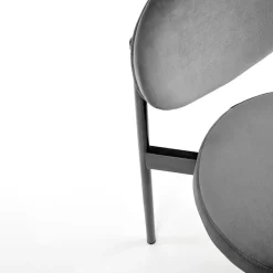 Set 4 sedie da soggiorno in tessuto grigio nero Leela
