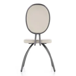 Set 4 sedie da soggiorno in ecopelle grigio chiaro Fergus