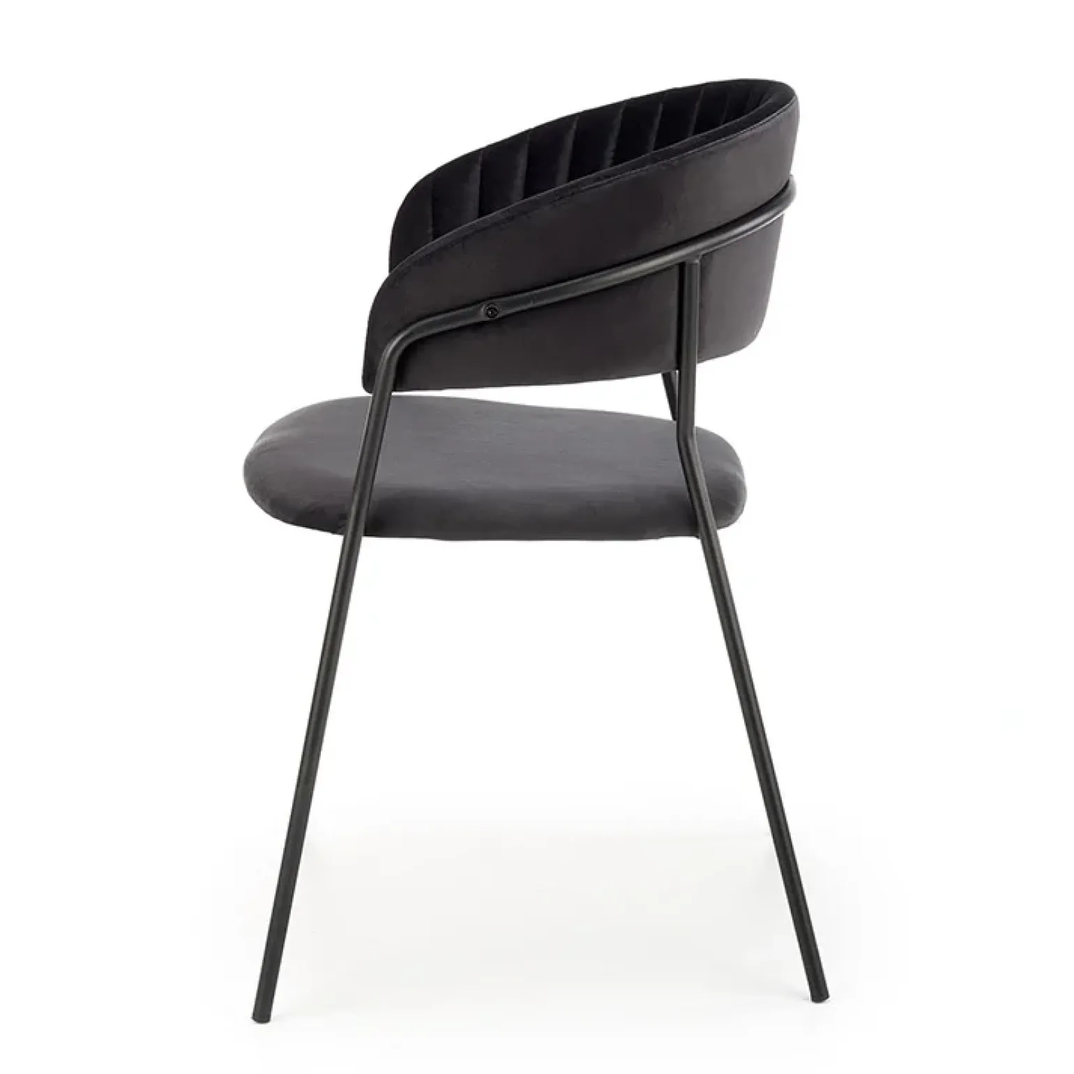 Set 4 sedie da soggiorno moderne in velluto nero Lina