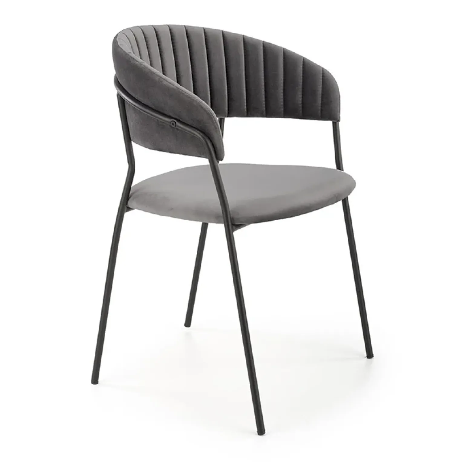 Set 4 sedie da soggiorno moderne in velluto grigio Lina