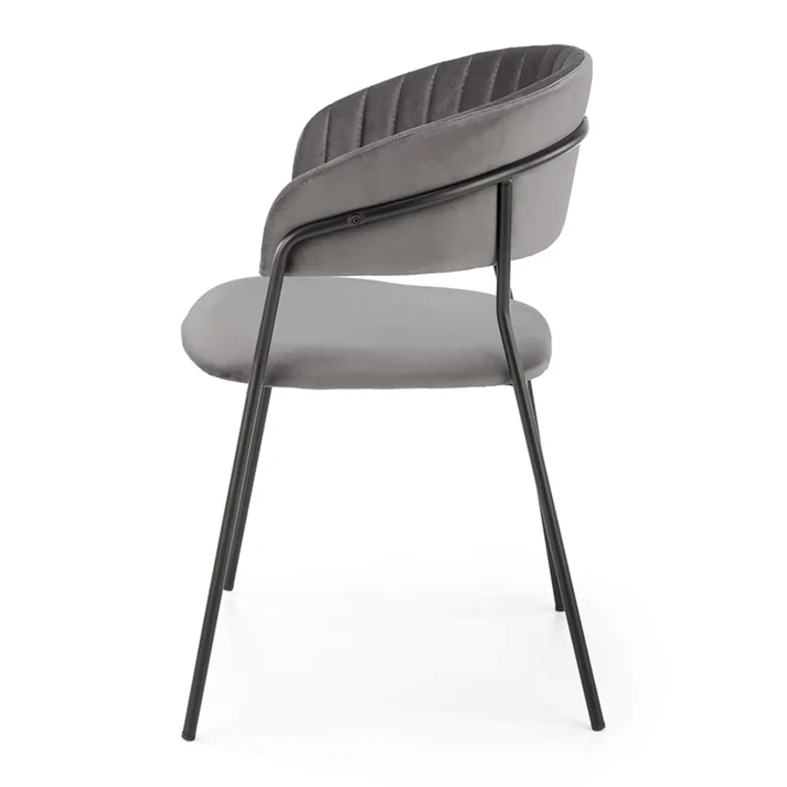 Set 4 sedie da soggiorno moderne in velluto grigio Lina