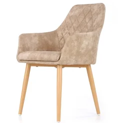 Set 2 sedie imbottite da soggiorno in ecopelle beige Soleil