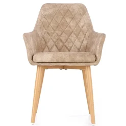 Set 2 sedie imbottite da soggiorno in ecopelle beige Soleil